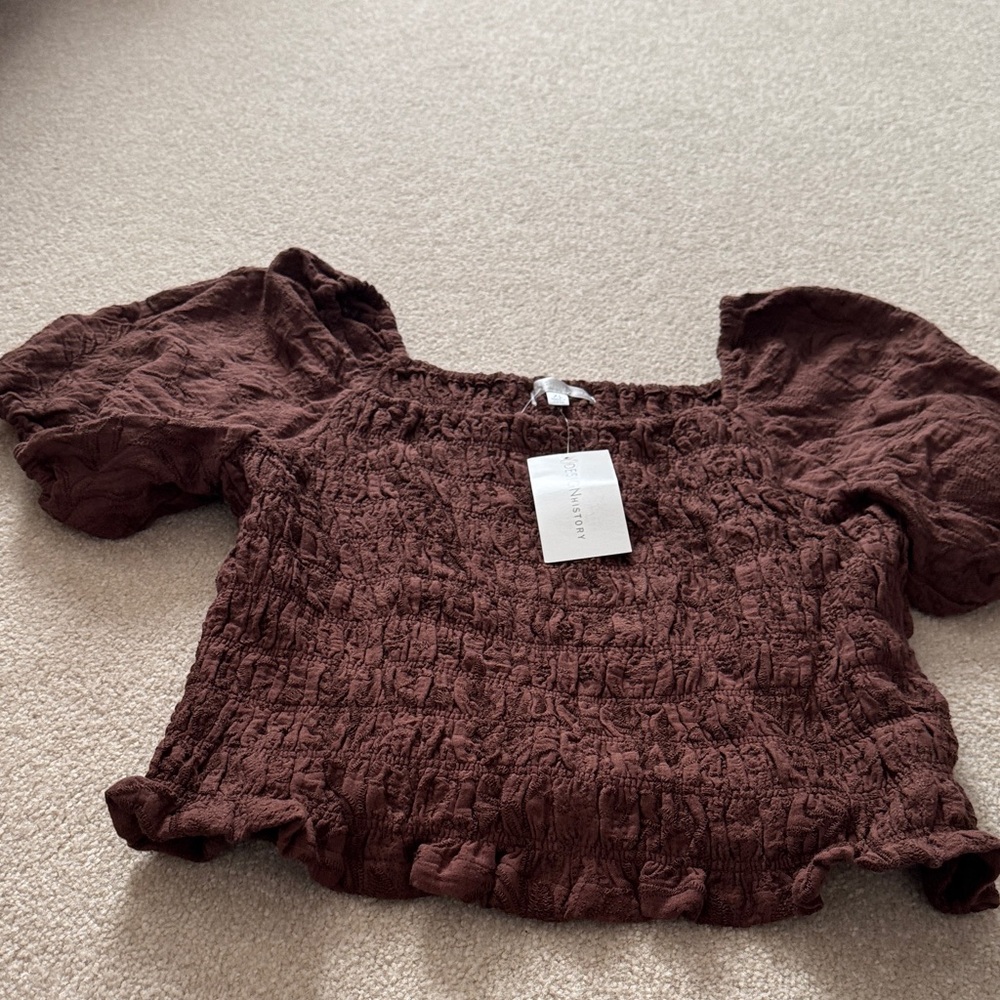 Design History Chocolate Textured Blouse
